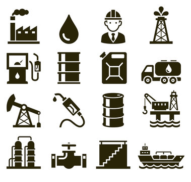Oil industry icons. Vector illustrations.