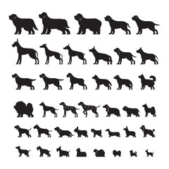 Dog Breeds, Silhouette Set, Side View, Vector Illustration - 196974934