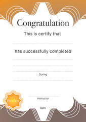 GOLDEN EXCELLENT CERTIFICATE
Golden excellent certificate with space to fill its detail and sign space.
Ready to use or print document just put informations name, class, date, detail and signature.