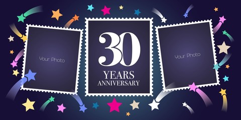 Fototapeta na wymiar 30 years anniversary vector emblem, logo