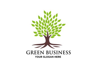 green leaf logo, tree logo vector