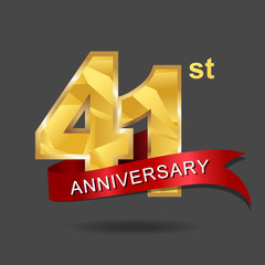 41st anniversary, aniversary, years anniversary celebration logotype. Logo,numbers and ribbon anniversary.