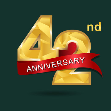 42nd anniversary, aniversary, years anniversary celebration logotype. Logo,numbers and ribbon anniversary.