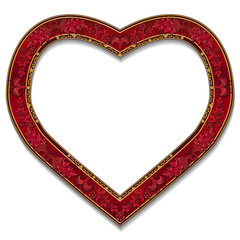 frame in the shape of heart ruby color with shadow