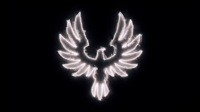 White Burning Eagle Animated Logo Loopable Graphic Element V2