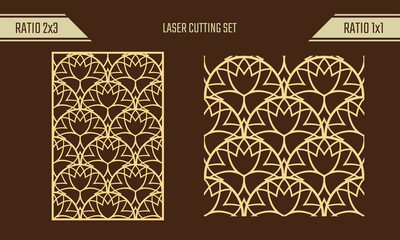 DIY Laser Cutting set. Woodcut Vector Panel. Plywood Lasercut Eastern Design. Rising Sun seamless pattern for printing, engraving, paper cutting. Stencil ornament.