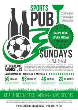 Vector soccer sports bar football pub menu design