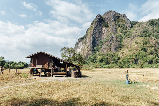 Typical lao house in the countryside
