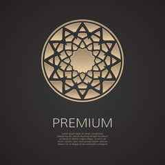 Golden flower shape. Gradient premium logotype. Isolated floral logo. Business identity concept for bio, eco company or spa salon.