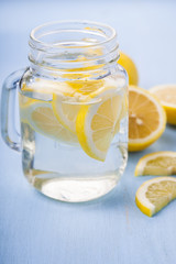 Refreshing ice cold water with lemon