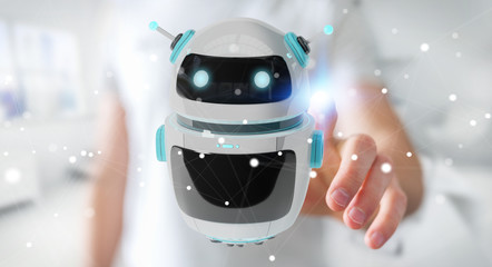 Fototapeta premium Businessman using digital chatbot robot application 3D rendering