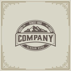 Mountain Design Element in Vintage Style for Logotype, Label, Badge and other design. vector illustration.