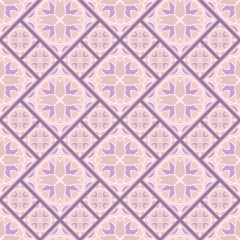 Fototapeta premium Seamless pattern in Spanish style. Spain tilework. Portugal ceramic tiles. Azulejo background.