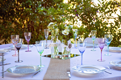 An Elegant Outdoor Table Setting For A Wedding Stock Photo And An Elegant Outdoor Table Setting For A Wedding