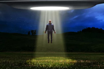 Foto op Plexiglas UFO Ufo buitenaardse ontvoering