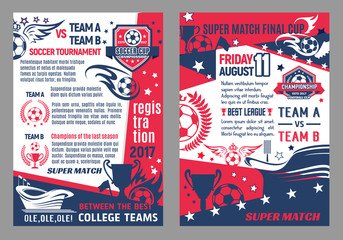 Vector soccer football championship posters