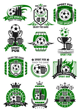 Vector soccer sports bar football pub icons