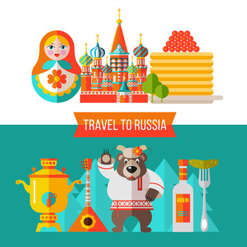 Welcome to Russia. Travelling to Russia. Vector illustration.