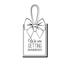 Wedding label with bow. Wedding badge. Wedding invitation.  illustration.