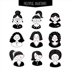 Set of female avatars
