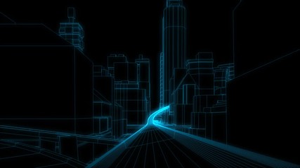 ワイヤーフレームの街並み