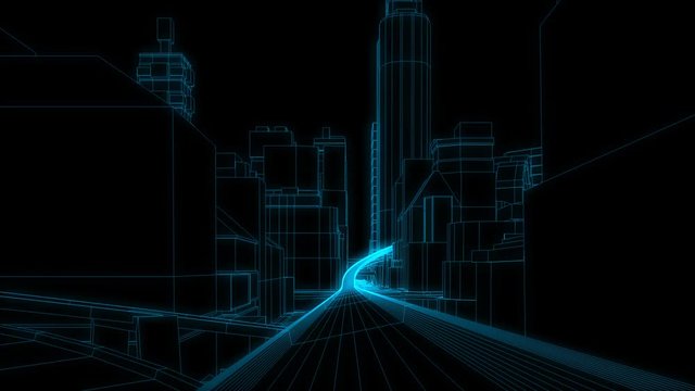 ワイヤーフレームの街並み