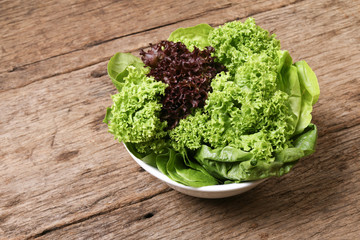 Bowl of fresh salad leaves