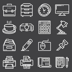 Simple Set of Office Vector Line Icons