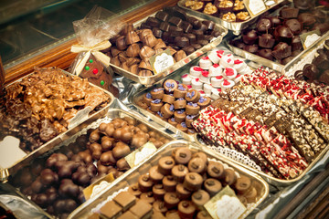 Chocolate sweets in the shop