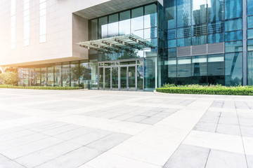 empty floor with modern office building 