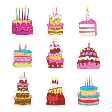 Birthday cake vector collection