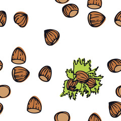 Food collection Hazelnuts Seamless pattern