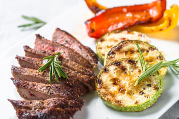 Beef steak and vegetables grill.