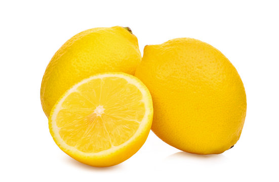 whole and half with slice lemon fruit isolated on white background