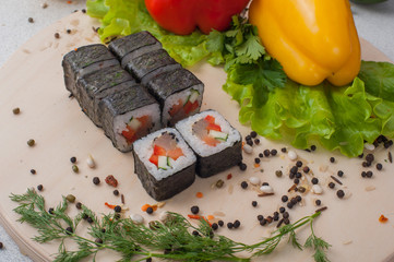 Roll sushi. Sushi menu. Japanese food.