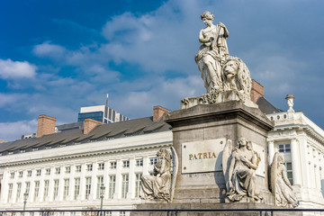 Fototapeta na wymiar The Patria statue, a Monument dedicated to the martyrs of the 1830 revolution at Brussels, Belgium, Europe