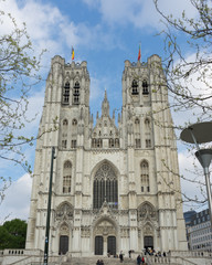 Fototapeta premium The Cathedral of St. Michael and St. Gudula at Brussels, Belgium, Europe