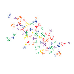 Pretty summer background with anchors. Anchor In Cartoon Free Style. Pattern Art Illustration Vector