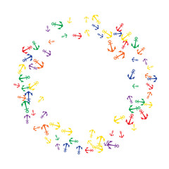 Pretty summer background with anchors. Anchor In Cartoon Free Style. Pattern Art Illustration Vector