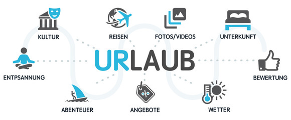 URLAUB Vektor Grafik Icons Priktogramme