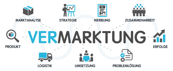 VERMARKTUNG Vektor Grafik Icons Priktogramme