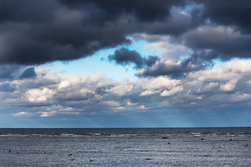 Clouds over gulf of Riga, Baltic sea.