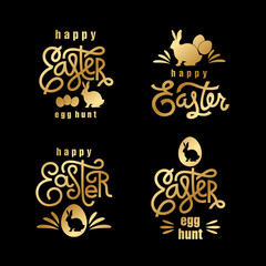 Easter wishes gold label set.