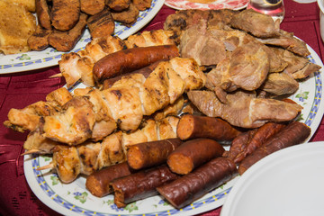 Mixed grill on plate