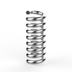 Steel spring on isolated white background, 3d illustration