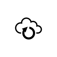 Cloud Sync. Flat Vector Icon. Simple black symbol on white background