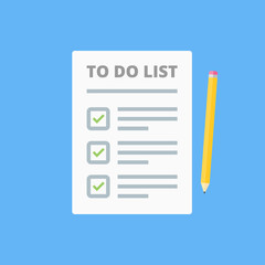 Claim form, to do list. Flat style isolated on a blue background. Vector illustration