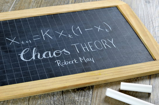 CHAOS THEORY formula on chalkboard