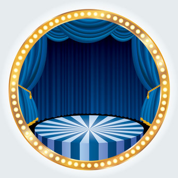 gold blue circle stage