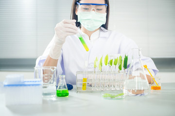 Biotechnology concept with scientist in lab